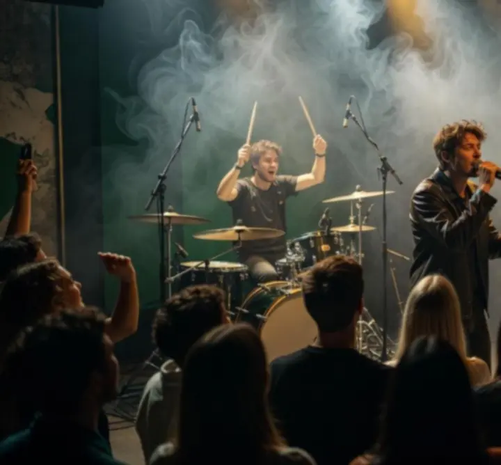Élő koncert éjszakai fényekkel