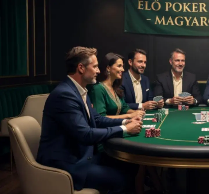 Offline poker est elegáns, sötét hangulatú asztallal és zsetonokkal
